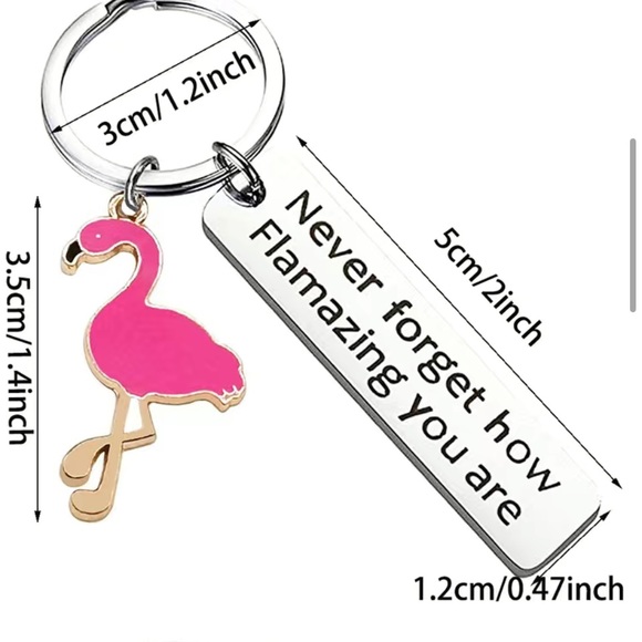 NWT 🦩 Flamingo Motivational Keychain “Never Forget How Flamazing You are” - Picture 3 of 3
